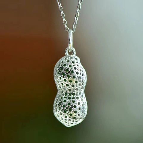 Kalung Kacang Jasper Alami yang terbuat dari perak 925 Ukuran 8 * 6mm Giok halus dan hangat Sudah termasuk pajak pengiriman.