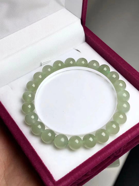 Gelang Giok Hetian Giok alami yang bersih, halus, dan hangat Ukuran 8mm Sudah termasuk pajak pengiriman.