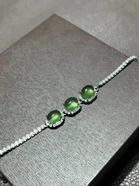 Gelang Telur Giok Alami dengan Gaya 925 Perak Ukuran 8,5 * 6,5 mm Sudah termasuk pajak pengiriman