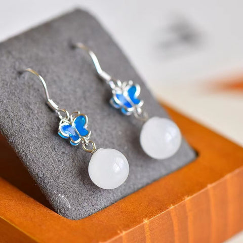 2143 Anting Giok Hetian Alami yang terbuat dari perak 925; Ukuran 8 * 8mm; Termasuk ongkos kirim dan pajak.