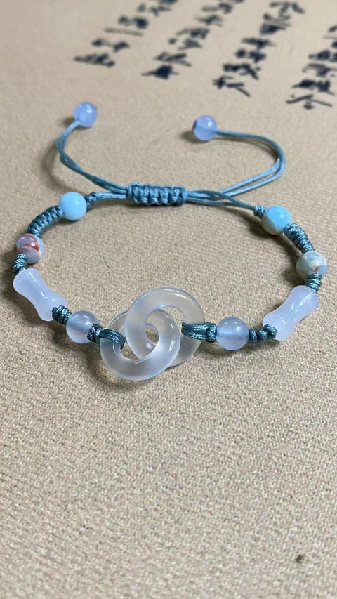 Gelang Es Giok Giok Cui Jade Alami yang lembut dan hangat; Ukuran 10.3mm Gaya Termasuk pajak pengiriman.