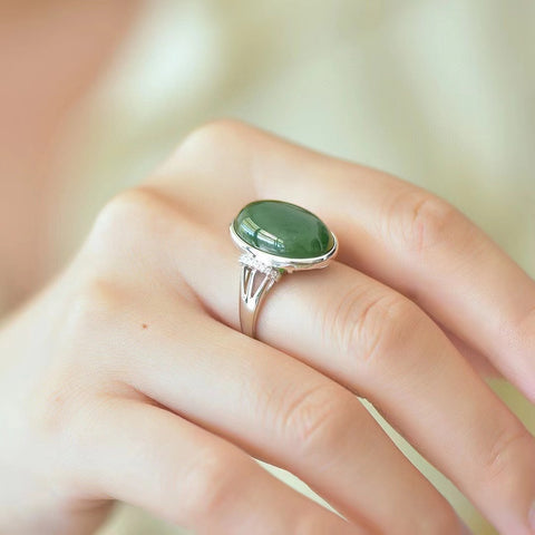11282 Cincin Jasper Alami yang terbuat dari 925 Perak Ukuran 13 * 18mm & nbsp; Giok bersih, halus dan hangat; Gayanya sangat indah & nbsp; Pengiriman dan Pajak Sudah Termasuk