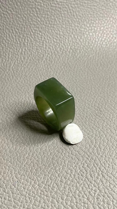 Cincin Giok Cui Alami Ukuran 19-21mm Giok bersih, halus, hangat dan bergaya sudah termasuk pajak pengiriman