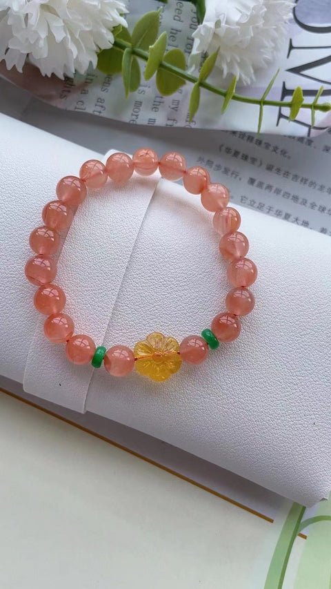 Gelang Merah Selatan yang indah dengan Lilin Lebah dan Hyalite Gaya sederhana dan halus Ukuran 0,8 Termasuk pajak pengiriman