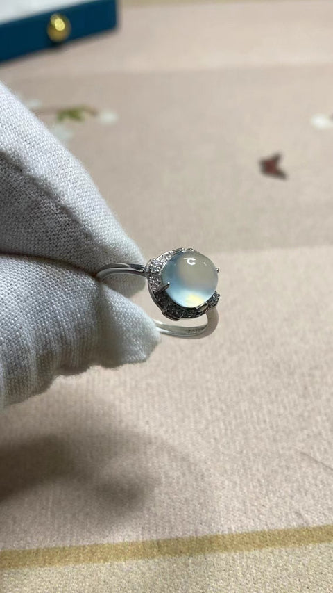 Cincin Jelly Giok Alami dari Perak 925 Ukuran 7.7mm Giok halus dan hangat, gaya yang indah, sudah termasuk pajak pengiriman.