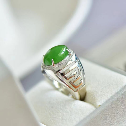11335 Set Cincin Telur Besar Jasper Alami dari 925 Perak Ukuran 10 * 14mm Gayanya indah & sudah termasuk pajak pengiriman