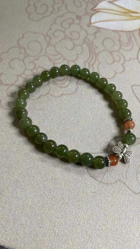 Gelang Giok Hetian Giok alami Giok bersih, halus dan hangat Aksesori yang serasi Ukuran 6.2mm Termasuk Pajak Pengiriman