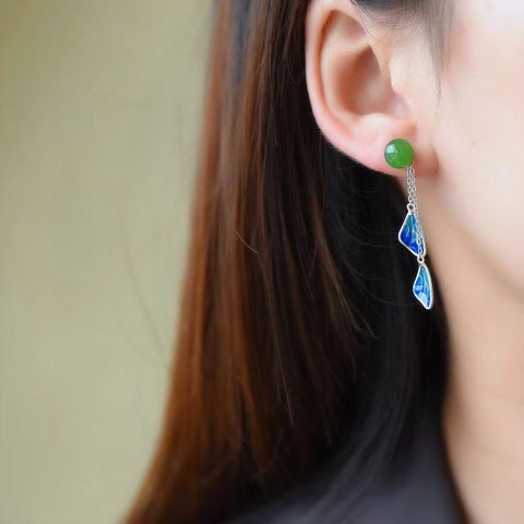 Anting Pejantan Jasper Alami 925 Perak Gaya pengaturannya sangat indah dan murah hati, gioknya halus dan hangat, dan desainnya unik, termasuk pajak pengiriman.