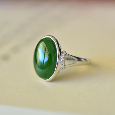 11282 Cincin Jasper Alami yang terbuat dari 925 Perak Ukuran 13 * 18mm & nbsp; Giok bersih, halus dan hangat; Gayanya sangat indah & nbsp; Pengiriman dan Pajak Sudah Termasuk