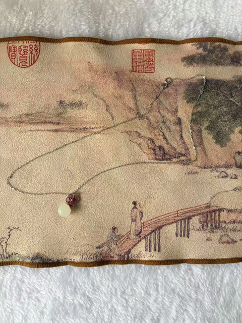 Kalung 26504 kalung bunga sakura giok Hetian alami, gaya baru dan indah, termasuk pengiriman dan pajak