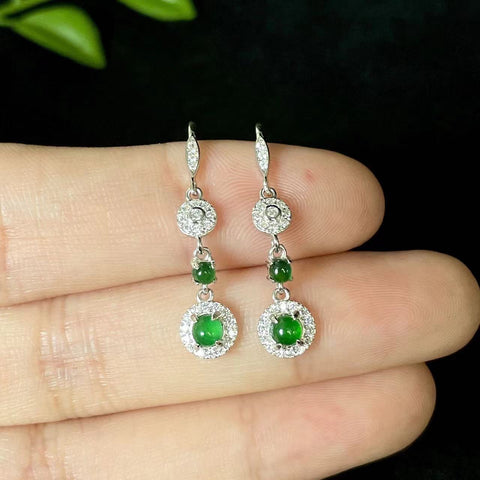 Anting Giok Guatemala Alami Giok yang bersih, halus dan hangat, terbuat dari 925 perak, sudah termasuk pajak pengiriman.