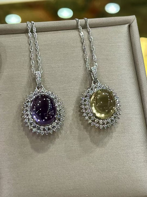 Kalung kristal alami dengan warna perak 925. Warna yang indah Ukuran 10 * 12mm Sudah termasuk pajak pengiriman.