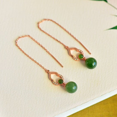 12271-1 Anting Labu Jasper Alami 925 Tatahan Perak Ukuran 8 * 8mm Giok baik-baik saja dan bergaya sudah termasuk pajak pengiriman.