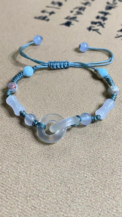 Gelang Giok Cui Alami dengan Cincin Punggung Es Cinta Sejati Selamanya Ukuran 10,3 mm Giok bersih, halus dan hangat, gaya yang indah, sedingin es dan lembab, sudah termasuk pajak pengiriman.