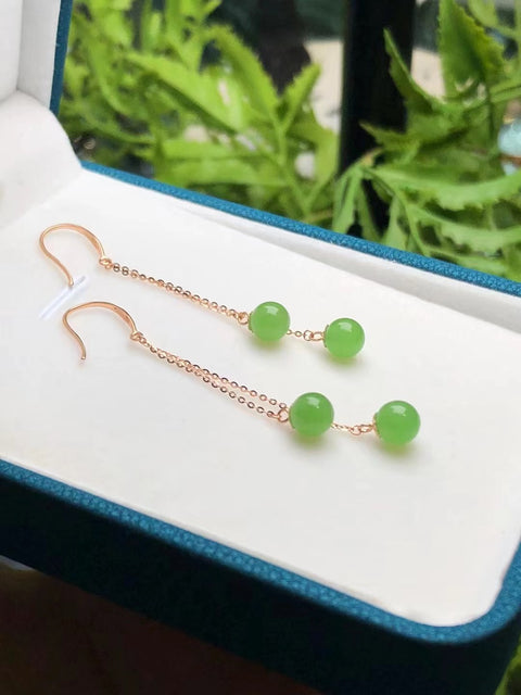 Anting-Anting Jasper Jade Apel Hijau dalam Pengaturan Emas 18k, Gaya Klasik Serbaguna dan Ukuran Kelas Atas: 5,5 mm Harga Khusus Pengiriman dan Pajak Sudah Termasuk!