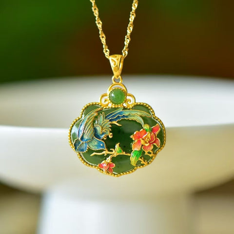 10855-2T Kalung Kunci Jasper Ruyi Alami Ukuran 19 * 26mm Kualitas giok baik-baik saja dan hangat, gaya yang indah Termasuk pajak pengiriman