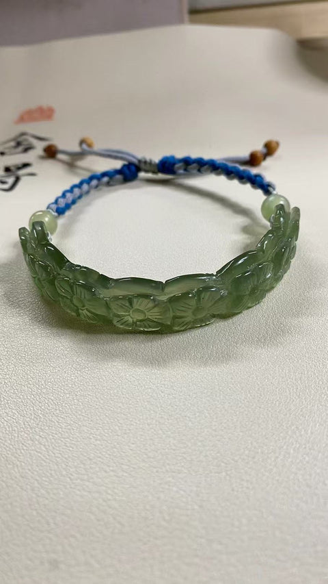 Setengah Gelang Giok Hijau Giok Halus & nbsp; Ukuran 75 * 13mm Giok Buatan Tangan Termasuk Pengiriman & Pajak