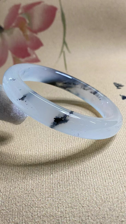 Gelang Gradien Tinta Es Giok Cui Giok Alami Ukuran 59-61mm Ukuran 60.8mm Lebar Sisi 11.9mm Giok semuanya terjadi secara alami Pola acak & sudah termasuk pajak pengiriman