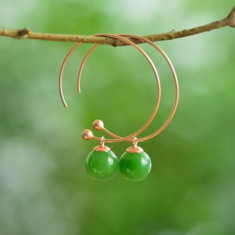 12261-1 Anting Jasper Alami Ukuran 10mm 925 Giok Tatahan Perak adalah giok yang halus dan hangat, gaya yang indah, sudah termasuk pajak pengiriman.