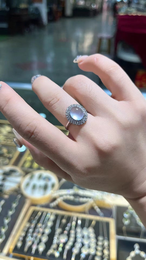 Cincin Giok Cui Alami dari Perak 925 Ukuran 10 * 8mm Gaya Giok yang bersih, halus dan hangat Termasuk ongkos kirim dan pajak.