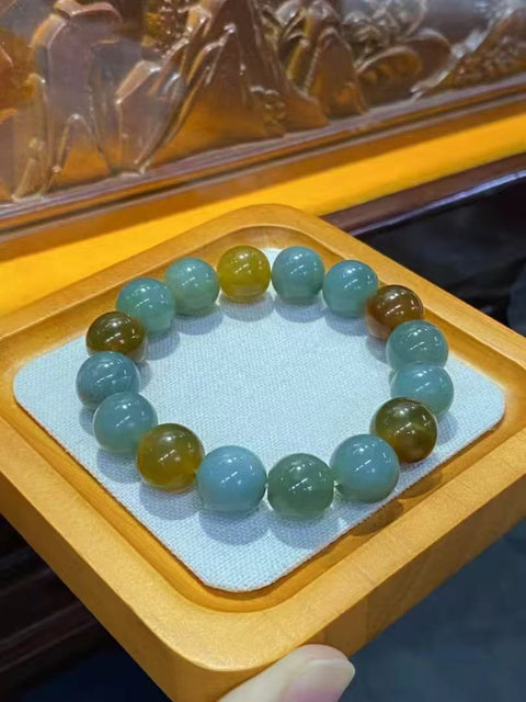 Untaian Giok Cui Alami 925 Perak Ukuran 13mm Warna dan gaya yang indah sudah termasuk pajak pengiriman.
