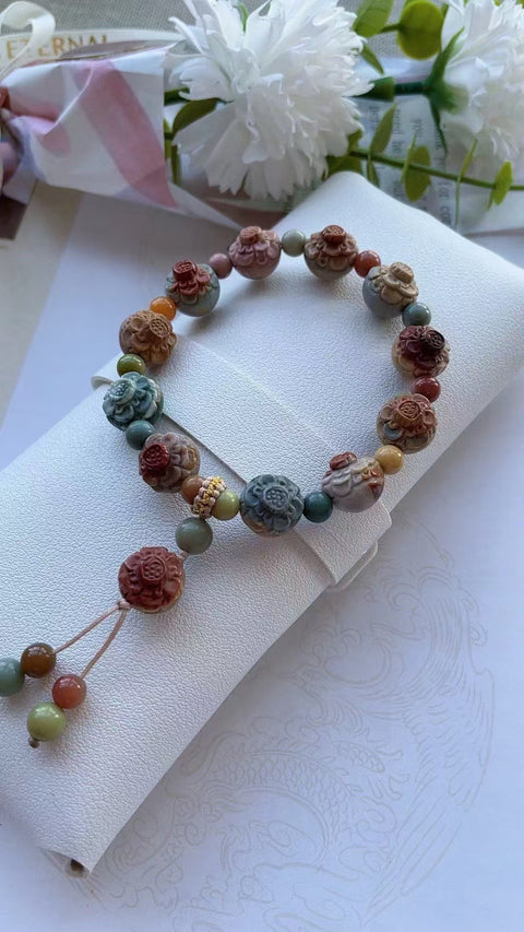 Gelang Kepala Buddha Batu Akik Alashan Alami Ukuran 1.0 * 1.0cm Gaya Unik Termasuk Pajak Pengiriman