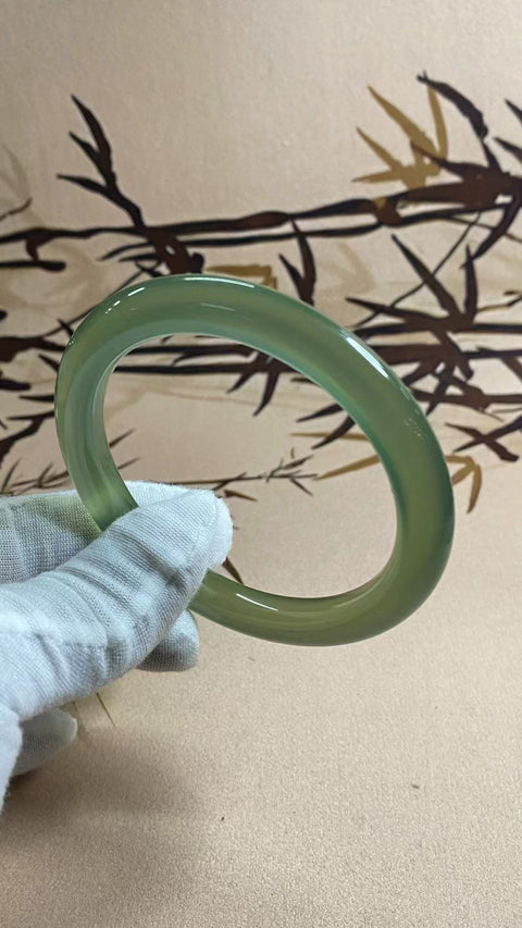 Gelang Giok Cui Giok Hijau Penuh Ukuran 62-64mm Ukuran 63.1mm Lebar 10mm Giok Cui Giok Halus Termasuk Ongkos Kirim & Pajak