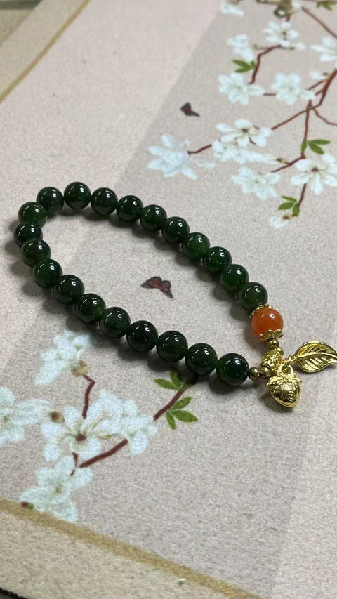 Gelang Jasper Halus dengan aksesoris Ukuran 8mm Giok halus dan hangat, gaya yang indah sudah termasuk pajak pengiriman.