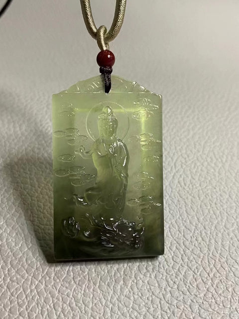 Liontin gradien giok halus dengan giok yang halus dan hangat untuk melambangkan perlindungan naga Ukuran 51,8 * 31mm Sudah termasuk ongkos kirim dan pajak