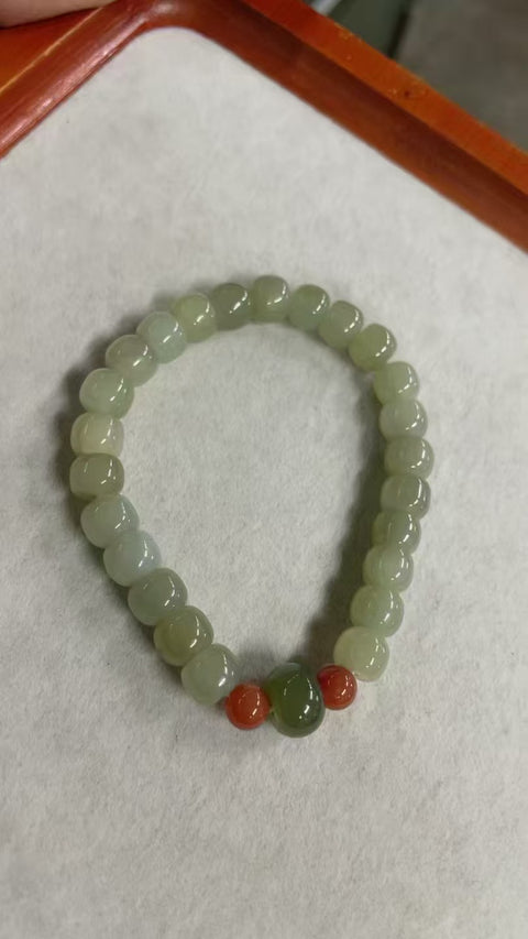 Gelang Giok Hetian Alami Ukuran 8mm Gaya Klasik Giok Bersih Sudah termasuk pajak pengiriman