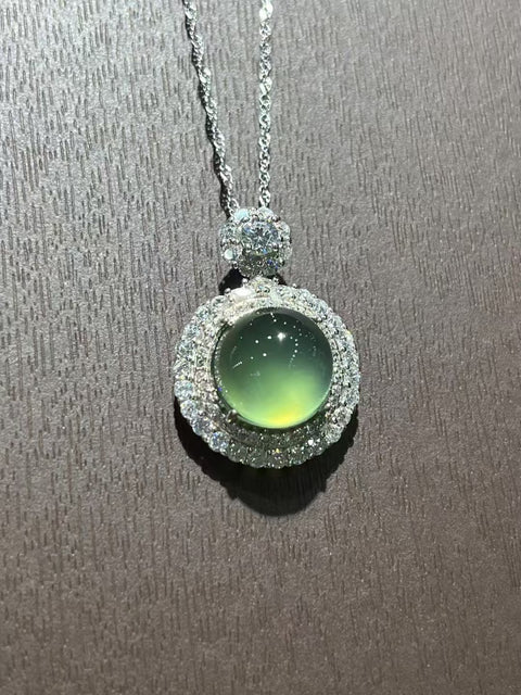 Kalung Telur Giok Alami dari Perak 925 Ukuran 12mm Sudah termasuk ongkos kirim dan pajak.