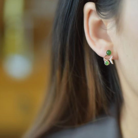12273-1 Anting-Anting Pejantan Jasper Alami yang terbuat dari Giok Perak 925 adalah gaya yang bagus dan hangat, indah, sudah termasuk pajak pengiriman