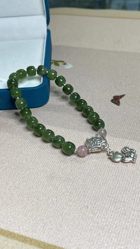 Gelang Jasper Alami dengan Aksesori Perak 925 Ukuran 5 * 7mm Giok Eksotis Sudah termasuk ongkos kirim dan pajak.