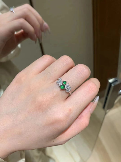 Cincin batu giok Guatemala alami yang terbuat dari perak 925 dengan desain kecil yang segar Batu giok yang bersih, halus, dan hangat Sudah termasuk pajak pengiriman