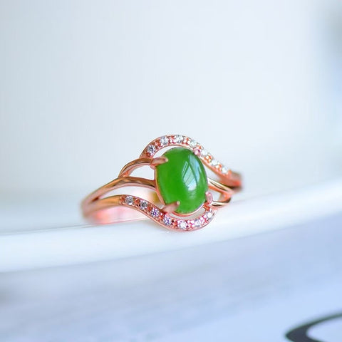11152 Cincin Jasper Alami & nbsp; Ukuran 6 * 8mm 925 Giok Tatahan Perak bersih dan halus serta hangat Sudah termasuk pajak pengiriman.