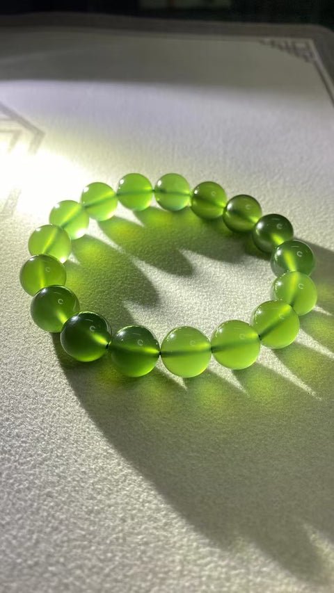 Gelang Hijau Penuh Giok Cui Alami & Gelang Giok Bulat Ukuran 12mm Giok bersih, halus dan hangat Sudah termasuk pajak pengiriman.