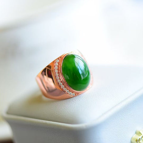 11007 Cincin Telur Jasper Alami yang terbuat dari perak 925 Ukuran 12 * 16mm Giok halus dan hangat, gaya yang indah sudah termasuk pajak pengiriman.