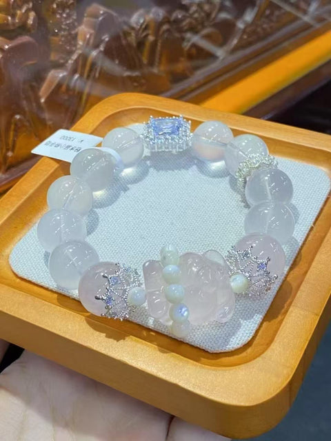 Gelang Kristal Tubuh Putih Alami dan Gelang Kristal Beruang Merah Muda Ukuran sekitar 14mm Gaya Sudah termasuk pajak pengiriman.