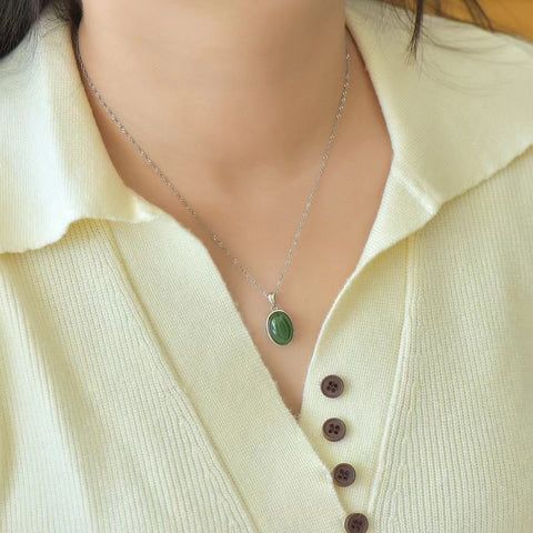 110574 Set Kalung Jasper Alami dari Giok Perak 925 yang bersih, halus dan hangat, gayanya sederhana dan elegan, sudah termasuk pajak pengiriman.