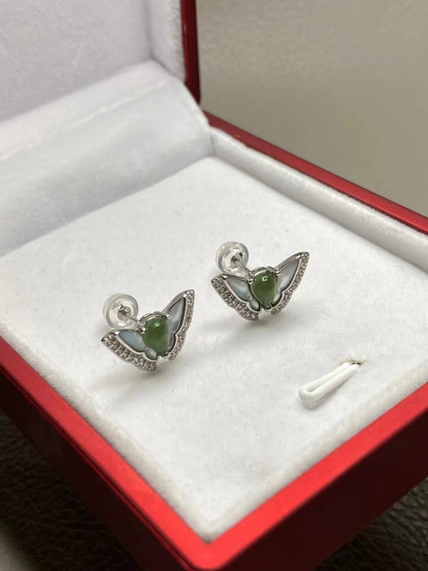 Anting Giok Cui Fine Cui 925 Tatahan Perak &nbsp; Bezel Dapat Disesuaikan &nbsp; Ukuran 6mm Indah dan Indah &nbsp; Termasuk Pajak Pengiriman