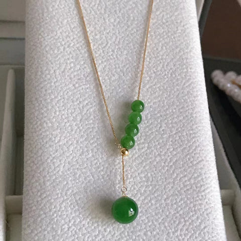 Kalung Jasper, gaya klasik ❣❣❣❣❣❣ Jadeite berkualitas tinggi, rantai emas 18 karat satu bagian, lihat detailnya Rantai terenkripsi 😯45cm, ukuran batu giok: 5/8mm ➕sertifikat ➕terkemas dengan indah ➕sudah termasuk pajak pengiriman!